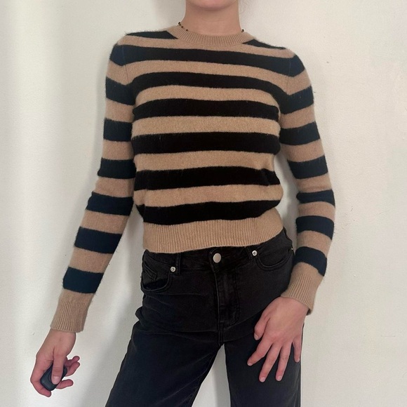 Jumper 1234 Striped Crew Neck Sweater - Black and Tan - Picture 5 of 5